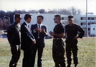 Briefing foreign dignitaries on US Marine Close Combat at Quantico VA 1991